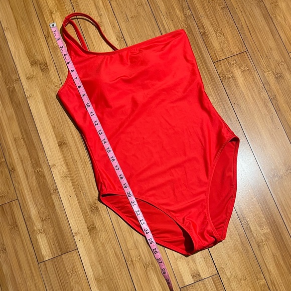 ❤️NWOT Girlfriend Collective Marina Powell One Shoulder One Piece Swimsuit Red L - Picture 12 of 14